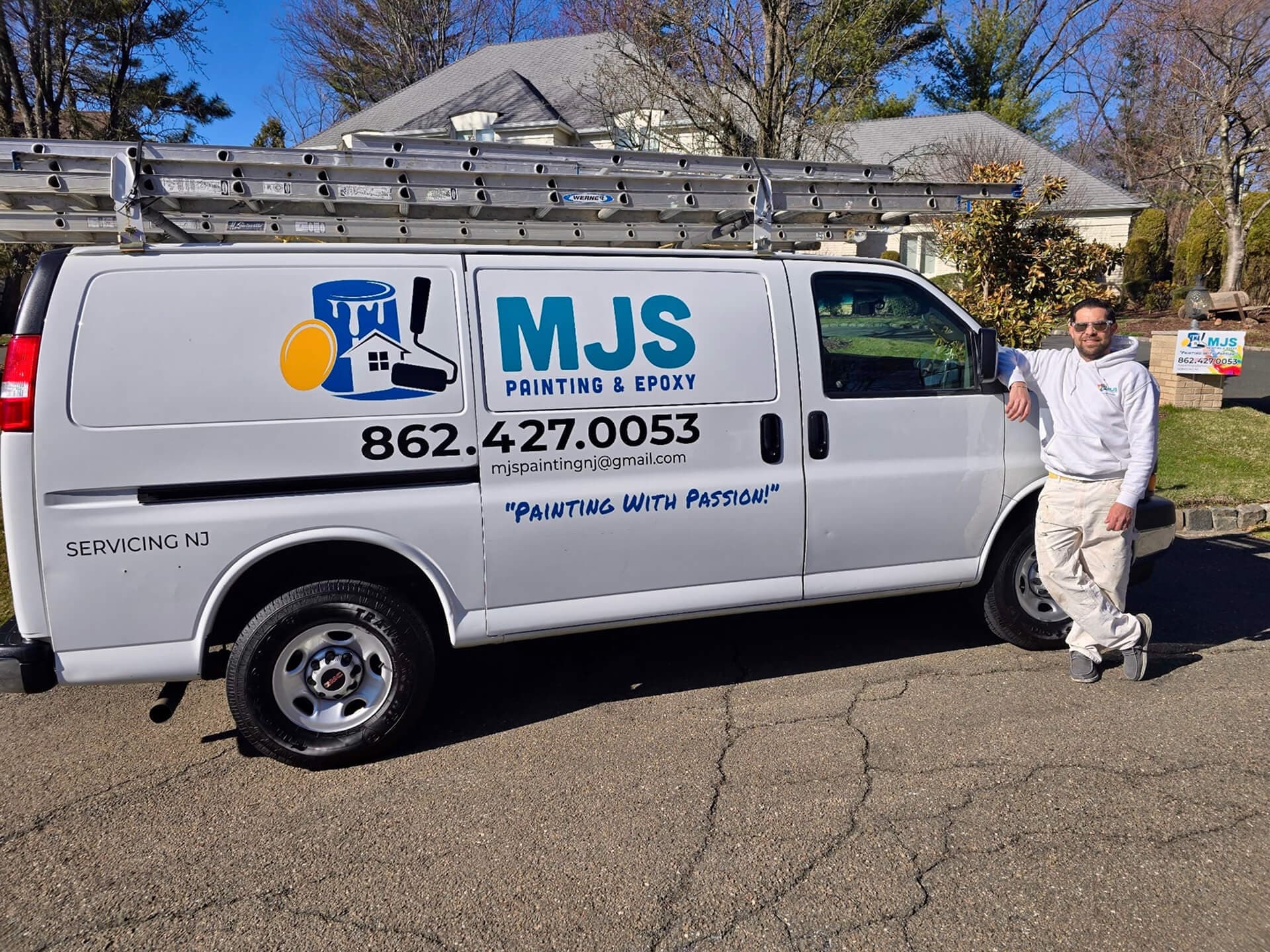 Marc Silva in front of MJS Panting & Epoxy van